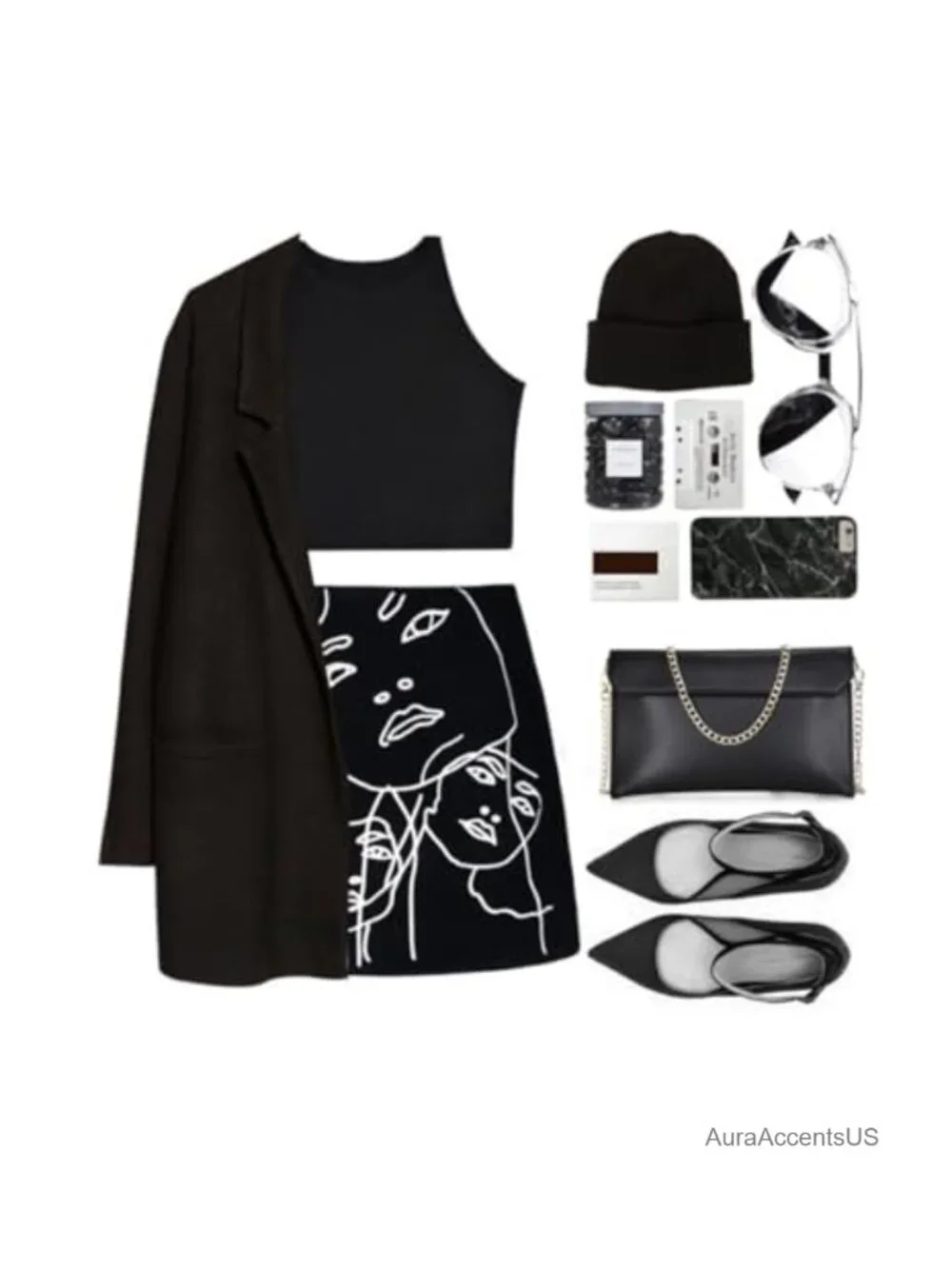 Leather Envelope Wristlet Clutch Evening Shoulder Bag with Chain